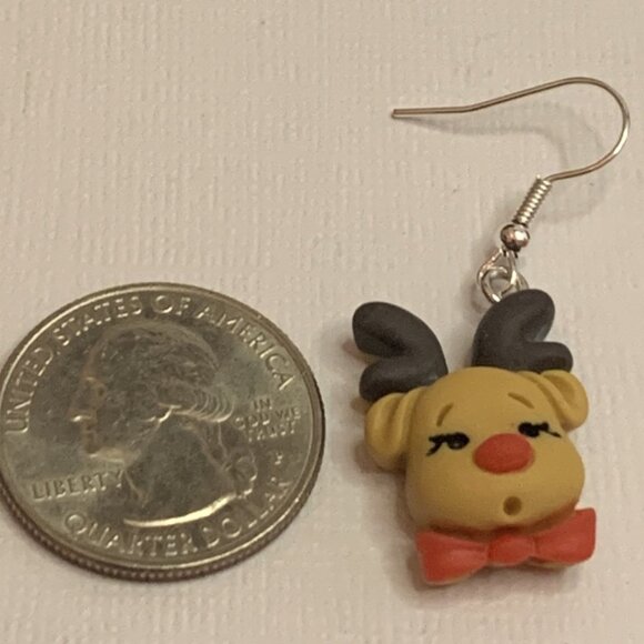 Reindeer Earring, Christmas Earring, Rudolph Earring, Gift Idea, Holiday Earring - Picture 6 of 10